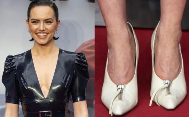 Daisy Ridley Styles Dramatic Latex Dress With Zipper-Embellished Pumps at ‘Young Woman and the Sea’ Screening