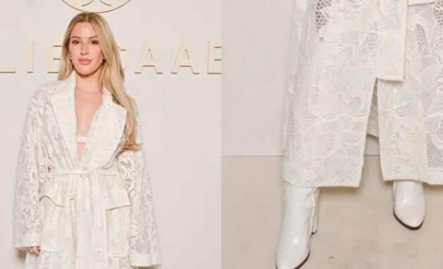 Ellie Goulding Gets Whimsical in Lace Ensemble and White Boots at Elie Saab’s Fall 2024 Couture Show at Paris Fashion Week