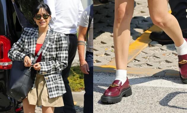 Jenna Ortega Nails Another ‘Beetlejuice’-Inspired Outfit With Jimmy Choo Loafers in Venice